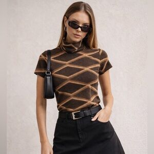 Vintage Y2K Ralph Lauren Geometric Turtleneck Top – Size M